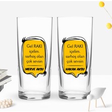 Bk Gift Kişiye Özel Isimli Dtf Rakı Sözleri Mottolu Ikili Rakı Bardağı Seti-3, Arkadaşa Hediye, Sevgiliye Hediye