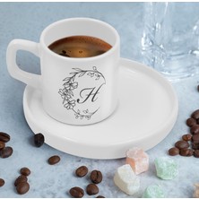 Bk Gift Kişiye Özel Sunum Tabaklı Harfli Kahve Fincanı-2, Sevgiliye Hediye, Aileye Hediye, Arkadaşa Hediye