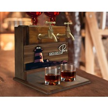 Bk Gift Kişiye Özel Kabartma Manzara Tasarımlı Isimli Çift Musluklu Doğal Ahşap Içki Standı-19, Içki Standı, Doğum Günü Hediyesi, Ev Hediyesi