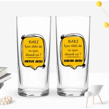 Bk Gift Kişiye Özel Isimli Dtf Rakı Sözleri Mottolu Ikili Rakı Bardağı Seti-8, Arkadaşa Hediye, Sevgiliye Hediye