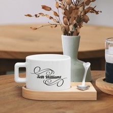 Bk Gift Kişiye Özel Isimli Ahşap Altlıklı Seramik Fincan-1 , Meslek Hediyesi, Yeni Iş Hediyesi
