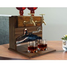 Bk Gift Kişiye Özel Kabartma Manzara Tasarımlı Isimli Çift Musluklu Doğal Ahşap Içki Standı-33, Içki Standı, Doğum Günü Hediyesi, Ev Hediyesi