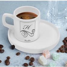 Bk Gift Kişiye Özel Sunum Tabaklı Harfli Kahve Fincanı-1, Sevgiliye Hediye, Aileye Hediye, Arkadaşa Hediye