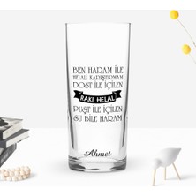 BK Gift Kişiye Özel Renkli Baskılı Haram Ile Helali Karıştırmam Tasarımlı Rakı Bardağı-1