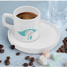 Bk Gift Kişiye Özel Sunum Tabaklı Diş Hekimi Tasarımlı Kahve Fincanı-4, Sevgiliye Hediye, Arkadaşa Hediye, Diş Hekimi Hediye