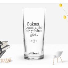 BK Gift Kişiye Özel Renkli Baskılı Bir Yabancı Gibi Tasarımlı Rakı Bardağı-1
