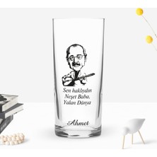 BK Gift Kişiye Özel Renkli Baskılı Yalan Dünya Tasarımlı Rakı Bardağı-1