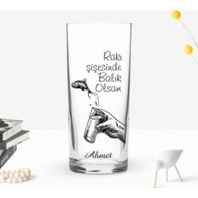 BK Gift Kişiye Özel Renkli Baskılı Rakı Şişesinde Balık Olsam Tasarımlı Rakı Bardağı-1
