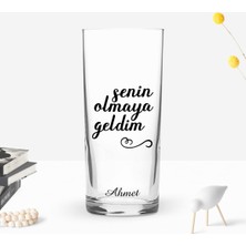 BK Gift Kişiye Özel Renkli Baskılı Senin Olmaya Geldim Tasarımlı Rakı Bardağı-1