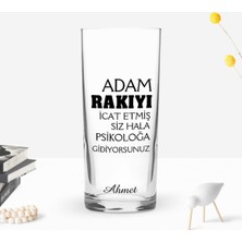 BK Gift Kişiye Özel Renkli Baskılı Rakıyı Icat Etmiş Tasarımlı Rakı Bardağı-1