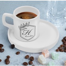 Bk Gift Kişiye Özel Sunum Tabaklı Harfli Kahve Fincanı-3, Sevgiliye Hediye, Aileye Hediye, Arkadaşa Hediye