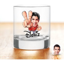 BK Gift Kişiye Özel Renkli Baskılı Erkek Karikatürlü Viski Bardağı-33