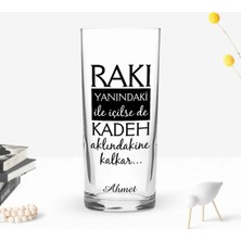 BK Gift Kişiye Özel Renkli Baskılı Rakı Yanındaki Ile Içilse De Tasarımlı Rakı Bardağı-1