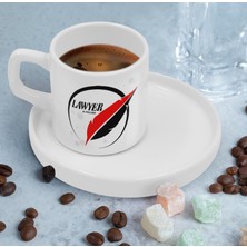 Bk Gift Kişiye Özel Sunum Tabaklı Avukat Tasarımlı Kahve Fincanı-12, Sevgiliye Hediye, Arkadaşa Hediye, Avukata Hediye