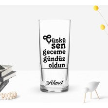 BK Gift Kişiye Özel Renkli Baskılı Çünkü Sen Tasarımlı Rakı Bardağı-1