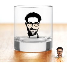BK Gift Kişiye Özel Renkli Baskılı Erkek Silüet Viski Bardağı-1