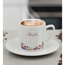 Bk Gift Kişiye Özel Isimli Çiçek Tasarımlı Türk Kahvesi Fincanı-10, Arkadaşa Hediye, Sevgiliye Hediye, Doğum Günü Hediyesi