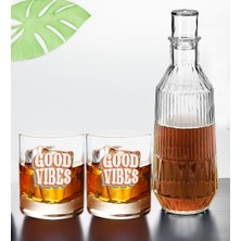 Bk Gift Dtf Motto Tasarımlı Ikili Viski Kadehi ve Karaf Seti-1, Arkadaşa Hediye, Sevgiliye Hediye