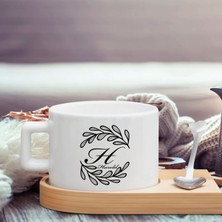 Bk Gift Kişiye Özel Baş Harf Isimli Ahşap Altlıklı Seramik Fincan-4 , Meslek Hediyesi, Yeni Iş Hediyesi