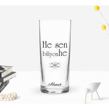 BK Gift Kişiye Özel Renkli Baskılı He Sen Biliyon He Tasarımlı Rakı Bardağı-1