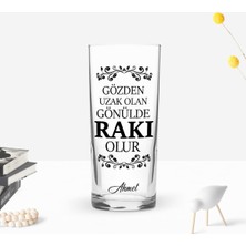 BK Gift Kişiye Özel Renkli Baskılı Gönülde Rakı Olur Tasarımlı Rakı Bardağı-1