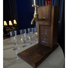 Bk Gift Kişiye Özel LED Işıklı Kesim Isimli  Ceviz Renk Ahşap Viski Standı, Içki Standı, Doğum Günü Hediyesi, Ev Hediyesi, Erkek Hediye-1