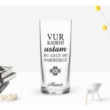 BK Gift Kişiye Özel Renkli Baskılı Vur Kadehi Ustam Tasarımlı Rakı Bardağı-1
