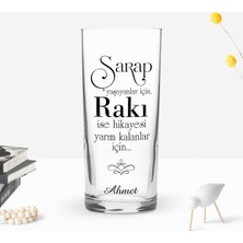 BK Gift Kişiye Özel Renkli Baskılı Yarım Kalanlar Için Tasarımlı Rakı Bardağı-1