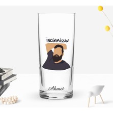 BK Gift Kişiye Özel Renkli Baskılı Incinmişsin Tasarımlı Rakı Bardağı-1
