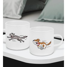 Bk Gift Eğlenceli Kedi Tasarımlı 2’li Buzlu Cam Türk Kahvesi Fincanı-3, Sevgiliye Hediye, Arkadaşa Hediye, Anneye Hediye, Ofis Hesiyesi