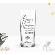 BK Gift Kişiye Özel Renkli Baskılı Gitmek Sadece Bir Eylemdir Tasarımlı Rakı Bardağı-1