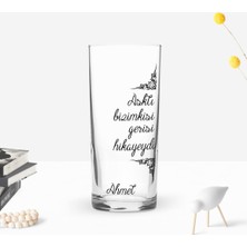 BK Gift Kişiye Özel Renkli Baskılı Aşktı Bizimkisi Tasarımlı Rakı Bardağı-1