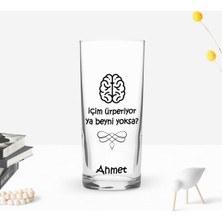 BK Gift Kişiye Özel Renkli Baskılı Ya Beyni Yoksa Tasarımlı Rakı Bardağı-1