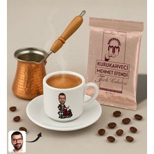 Bk Gift Kişiye Özel Isimli Evin Reisi Tasarımlı Türk Kahvesi Fincanı & Bakır Cezve & Türk Kahvesi Seti-4, Arkadaş Hediye, Sevgiliye Hediye