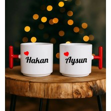Bk Gift Kişiye Özel Isimli Sevgiliye Hediye 2'li T Kulplu Kupa Bardak Seti-1, Sevgiliye Hediye, Arkadaşa Hediye, Eşe Hediye