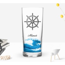 BK Gift Kişiye Özel Renkli Baskılı Dümen Tasarımlı Rakı Bardağı-1