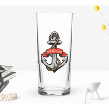 BK Gift Kişiye Özel Renkli Baskılı Çapa Tasarımlı Rakı Bardağı-3