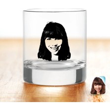 BK Gift Kişiye Özel Renkli Baskılı Kadın Silüet Viski Bardağı-1