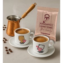 Bk Gift Karıcım-Kocacım Tasarımlı 2'li Türk Kahvesi Fincanı & Bakır Cezve & Türk Kahvesi Seti-1, Arkadaş Hediye, Sevgiliye Hediye