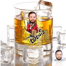BK Gift Kişiye Özel Renkli Baskılı Erkek Patron Karikatürlü Viski Bardağı-2