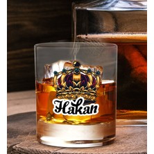 Bk Gift Kişiye Özel Isimli Dtf Kral Tacı Tasarımlı Viski Kadehi, Arkadaşa Hediye, Sevgiliye Hediye