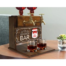 Bk Gift Kişiye Özel Kabartma Yeni Yıl Tasarımlı Isimli Çift Musluklu Doğal Ahşap Içki Standı-3, Içki Standı, Doğum Günü Hediyesi, Ev Hediyesi