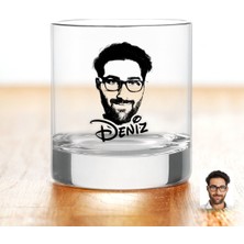 BK Gift Kişiye Özel Renkli Baskılı Isimli Erkek Silüet Viski Bardağı-1
