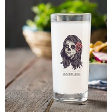 BK Gift Kişiye Özel Renkli Baskılı Kadın Kurukafa Rakı Bardağı-1