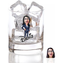 BK Gift Kişiye Özel Renkli Baskılı Kadın Patron Karikatürlü Viski Bardağı-4
