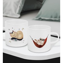 Bk Gift Eğlenceli Kedi Tasarımlı 2’li Buzlu Cam Türk Kahvesi Fincanı-4, Sevgiliye Hediye, Arkadaşa Hediye, Anneye Hediye, Ofis Hesiyesi