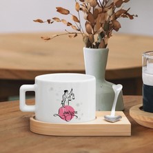 Bk Gift Kişiye Özel Isimli Avukat Tasarımlı-9, Ahşap Altlıklı Seramik Fincan, Meslek Hediyesi, Yeni Iş Hediyesi