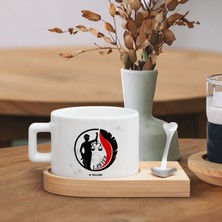 Bk Gift Kişiye Özel Isimli Avukat Tasarımlı-12, Ahşap Altlıklı Seramik Fincan, Meslek Hediyesi, Yeni Iş Hediyesi