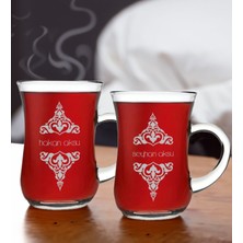 Bk Gift Kişiye Özel Isimli Ikili Keyif Kulplu Çay Bardağı Seti-7, Arkadaşa, Sevgiliye Hediye, Ev Hediyesi, Doğum Günü Hediyesi