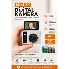 Yenilig Mini Dijital Kamera 2k Flip Ekranlı Selfie Video Vlog Kamerası 4K Fotoğraf Çekimi